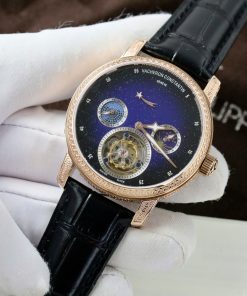 Vacheron Constantin Traditionnelle Tourbillon Replica 11 Watch Black Leather Strap 42mm (2)