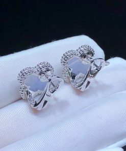 Van Cleef And Arpels Alhambra Womens Earring Gemstone 18K White Gold Custom (2)