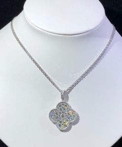 Van Cleef And Arpels Magic Alhambra Necklace 18K White Gold Natural Diamond Custom (2)