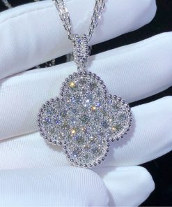 Van Cleef And Arpels Magic Alhambra Necklace 18K White Gold Natural Diamond Custom (2)