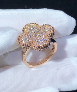 Van Cleef And Arpels Magic Alhambra Rings Custom Natural Diamond 18K Rose Gold (2)