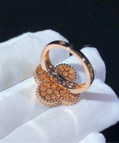 Van Cleef And Arpels Magic Alhambra Rings Custom Natural Diamond 18K Rose Gold (2)
