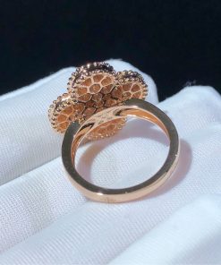 Van Cleef And Arpels Magic Alhambra Rings Custom Natural Diamond 18K Rose Gold (2)