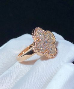 Van Cleef And Arpels Magic Alhambra Rings Custom Natural Diamond 18K Rose Gold (2)