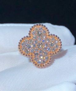 Van Cleef And Arpels Magic Alhambra Rings Custom Natural Diamond 18K Rose Gold (2)