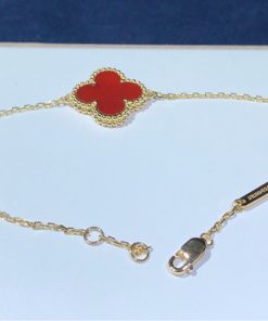 Van Cleef And Arpels Vintage Alhambra Bracelet Remake Natural Gemstone 18K Gold (2)