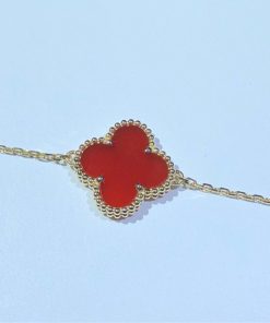 Van Cleef And Arpels Vintage Alhambra Bracelet Remake Natural Gemstone 18K Gold (2)