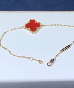 Van Cleef And Arpels Vintage Alhambra Bracelet Remake Natural Gemstone 18K Gold (2)