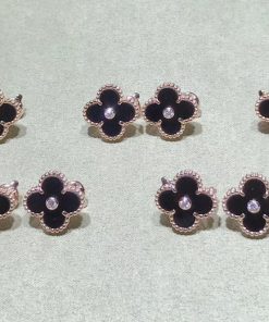 Van Cleef & Arpels Ahambra Womens Earring Agate Diamond Rose Gold 18K Custom (2)