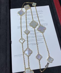 Van Cleef & Arpels Alhambra 11 Motifs Womens Necklace Custom Mother Of Pearl 18K Gold (2)