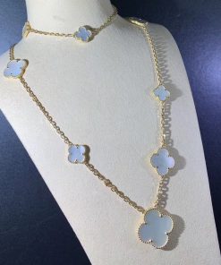 Van Cleef & Arpels Alhambra 11 Motifs Womens Necklace Custom Mother Of Pearl 18K Gold (2)