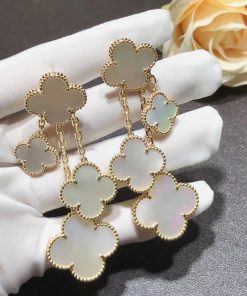 Van Cleef & Arpels Alhambra Earring Custom Mother Of Pearl 18K Gold (2)