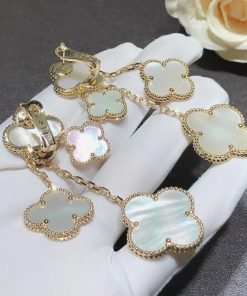 Van Cleef & Arpels Alhambra Earring Custom Mother Of Pearl 18K Gold (2)
