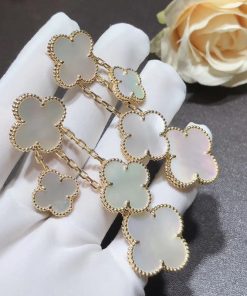 Van Cleef & Arpels Alhambra Earring Custom Mother Of Pearl 18K Gold (2)