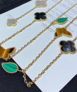 Van Cleef & Arpels Alhambra Lucky Spring Long Necklace Custom 18K Rose Gold 12 Motifs (2)