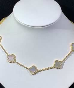 Van Cleef & Arpels Alhambra Necklace 10 Motifs Mother Of Pearl 18K Gold Custom (2)