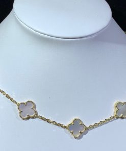 Van Cleef & Arpels Alhambra Necklace 10 Motifs Mother Of Pearl 18K Gold Custom (2)