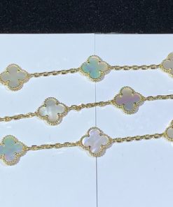 Van Cleef & Arpels Alhambra Necklace 10 Motifs Mother Of Pearl 18K Gold Custom (2)