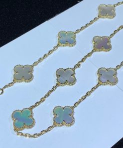 Van Cleef & Arpels Alhambra Necklace 10 Motifs Mother Of Pearl 18K Gold Custom (2)