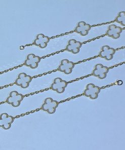 Van Cleef & Arpels Alhambra Necklace 20 Motifs Custom Natural Diamond 18K Gold (2)