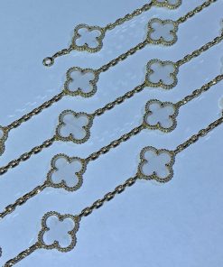 Van Cleef & Arpels Alhambra Necklace 20 Motifs Custom Natural Diamond 18K Gold (2)