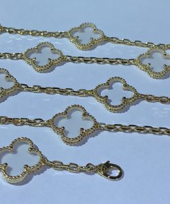 Van Cleef & Arpels Alhambra Necklace 20 Motifs Custom Natural Diamond 18K Gold (2)