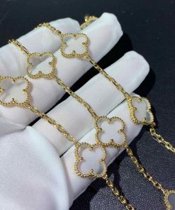 Van Cleef & Arpels Alhambra Necklace 20 Motifs Custom Natural Diamond 18K Gold (2)