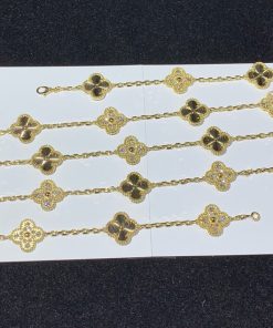 Van Cleef & Arpels Alhambra Necklace 20 Motifs Womens Custom Natural Diamond 18K Gold (2)