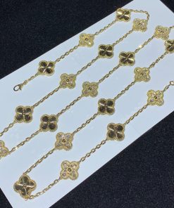 Van Cleef & Arpels Alhambra Necklace 20 Motifs Womens Custom Natural Diamond 18K Gold (2)