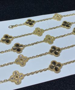 Van Cleef & Arpels Alhambra Necklace 20 Motifs Womens Custom Natural Diamond 18K Gold (2)