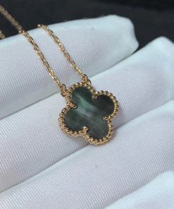 Van Cleef & Arpels Alhambra Necklace Custom 18K Rose Gold Natural Mother Of Pearl (2)