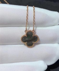 Van Cleef & Arpels Alhambra Necklace Custom 18K Rose Gold Natural Mother Of Pearl (2)