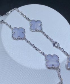 Van Cleef & Arpels Alhambra Necklace Custom Gemstone 18K White Gold 10 Motifs (2)