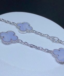 Van Cleef & Arpels Alhambra Necklace Custom Gemstone 18K White Gold 10 Motifs (2)