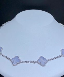 Van Cleef & Arpels Alhambra Necklace Custom Gemstone 18K White Gold 10 Motifs (2)