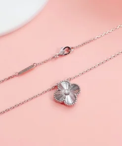 Van Cleef & Arpels Alhambra Pendant Necklace Custom 18K White Gold (2)