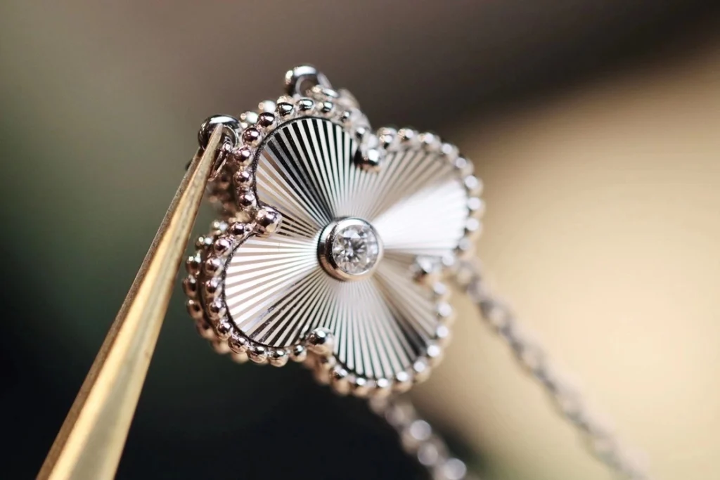 Van Cleef & Arpels Alhambra Pendant Necklace Custom 18K White Gold (2)