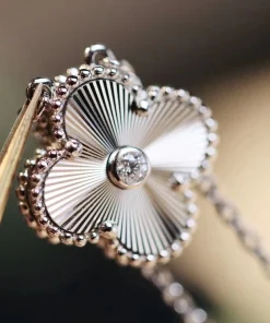 Van Cleef & Arpels Alhambra Pendant Necklace Custom 18K White Gold (2)