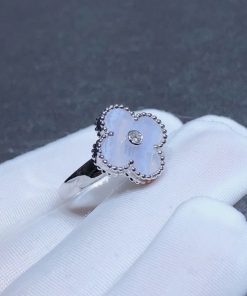 Van Cleef & Arpels Alhambra Rings Gemstone Diamond 18K White Gold Custom (2)