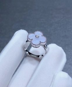 Van Cleef & Arpels Alhambra Rings Gemstone Diamond 18K White Gold Custom (2)