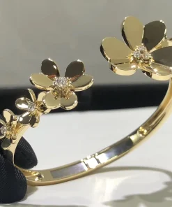 Van Cleef & Arpels Alhambra Womens Bracelet Custom Diamond 18K Gold (2)