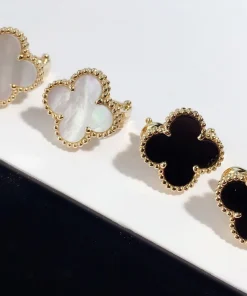 Van Cleef & Arpels Alhambra Womens Earrings Custom 18K Gold (2)