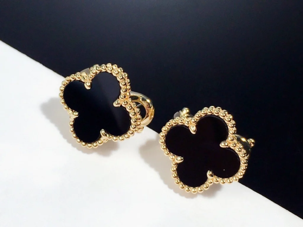 Van Cleef & Arpels Alhambra Womens Earrings Custom 18K Gold (2)