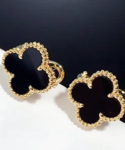 Van Cleef & Arpels Alhambra Womens Earrings Custom 18K Gold (2)