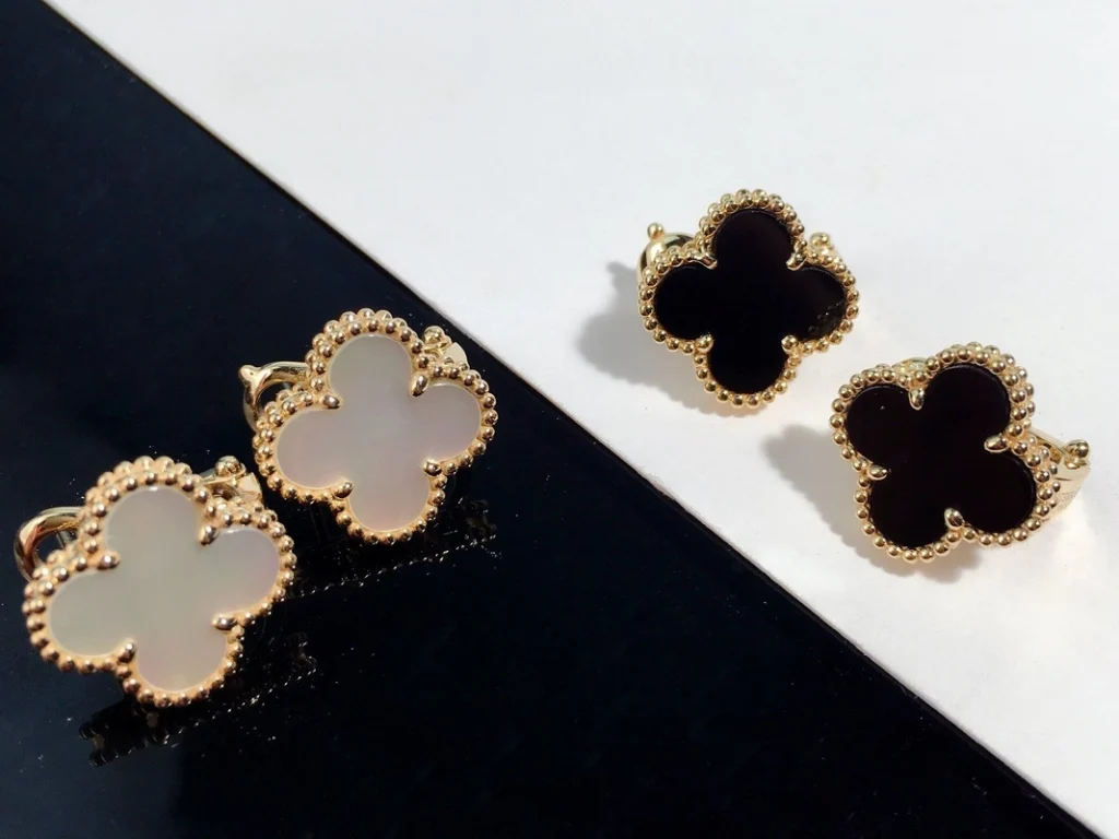 Van Cleef & Arpels Alhambra Womens Earrings Custom 18K Gold (2)