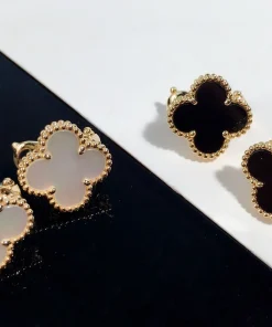 Van Cleef & Arpels Alhambra Womens Earrings Custom 18K Gold (2)