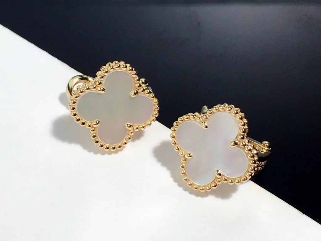 Van Cleef & Arpels Alhambra Womens Earrings Custom 18K Gold (2)
