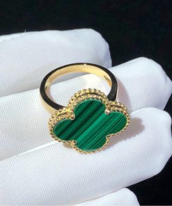 Van Cleef & Arpels Alhambra Womens Rings Custom Gemstone 18K Gold (2)