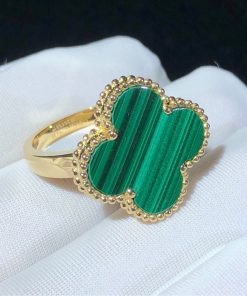 Van Cleef & Arpels Alhambra Womens Rings Custom Gemstone 18K Gold (2)