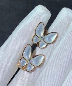 Van Cleef & Arpels Butterfly Earrings Mother Of Pearl Diamond 18K Rose Gold Custom (2)